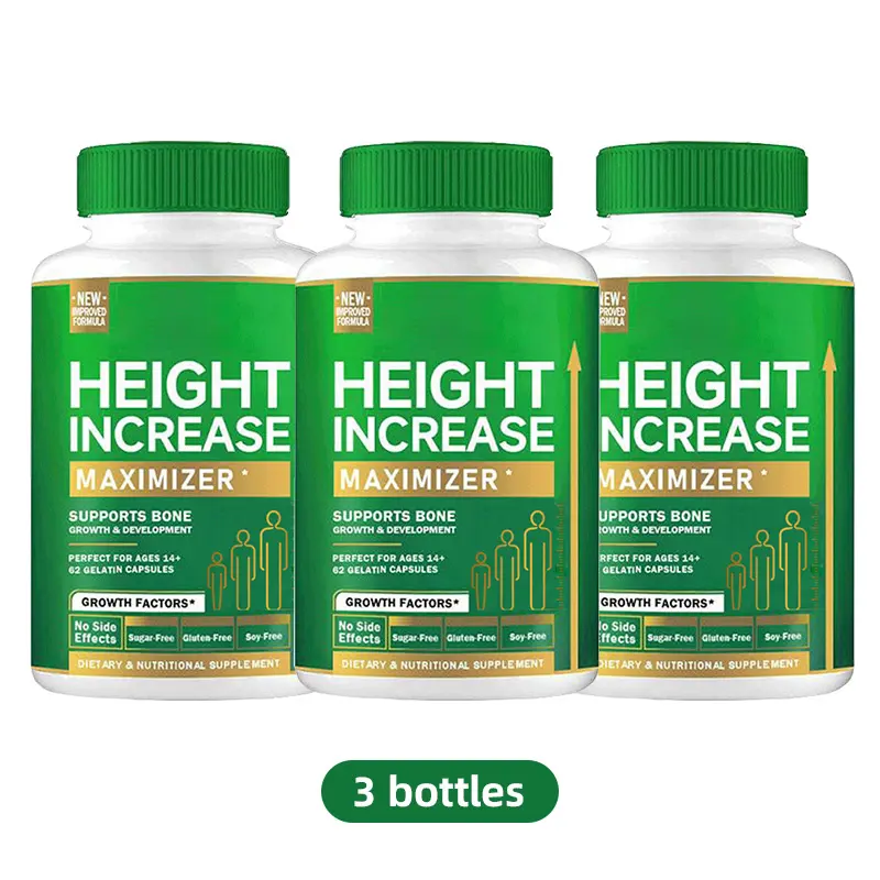 3 Bottles Growth Capsules to Grow Taller - Height Increase Maximizer with Calcium for Bone Strength -Natural Get Taller Supplement - Dietary Edible Healthcare Fitness