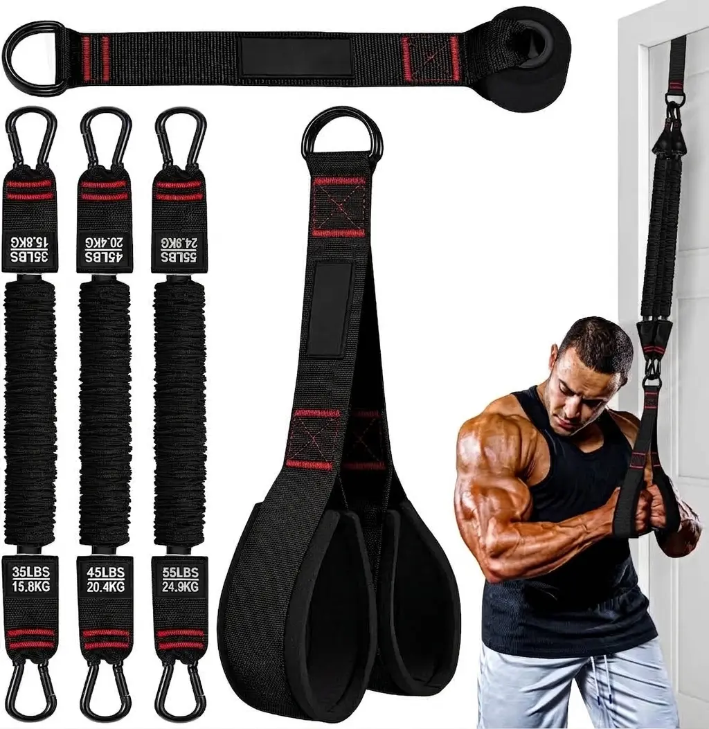 Resistance Bands with Handles, Exercise Bands with Door Anchor for Working Out, Home Gym Workout Equipment for Push Downs, Tricep, Biceps, Arms, Back, Chest, Abs, Shoulder Training