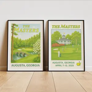 Set of 2 Vintage Augusta National Golf Masters Poster - Ideal Present for the masters tournament - suitable for masters golf party - golf lovers Decor Room