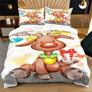 Christmas reindeer pattern, soft and durable bedding set, includes 1 cover and 1 or 2 pillowcases, does not include a insert or pillow inserts, perfect as a Christmas holiday gift
