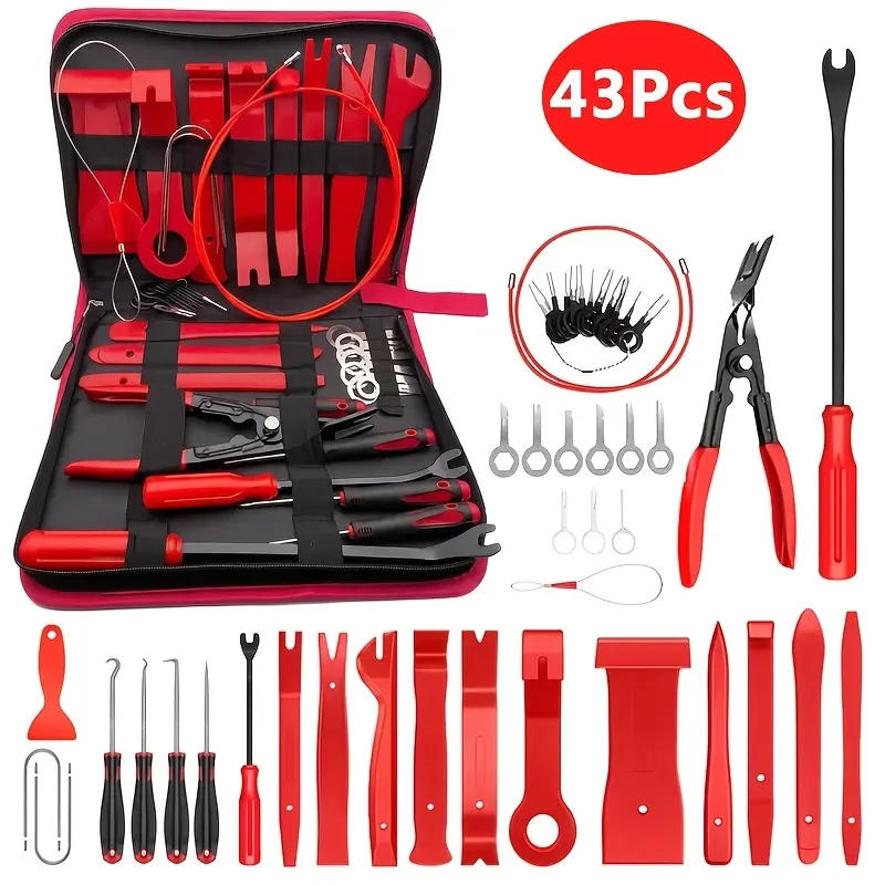 NANWEI 43pcs Compact Automotive Interior Removal & Repair Kit - Terminal Release Keys, Clamps, Audio Disassembly Tools, Precision Hooks, Pry Tools, Window Tint Scrapers - Ideal Birthday, Holiday Gift