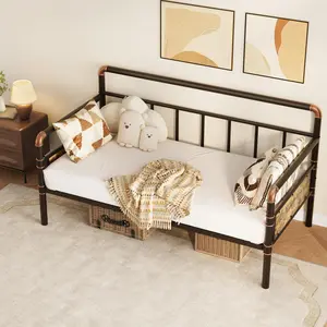 Twin Daybed with Classic Headboard, Heavy Duty Metal Twin Bed Frame, Daybed,Noise Free, No Box Spring Needed, for Living Room Guest Room