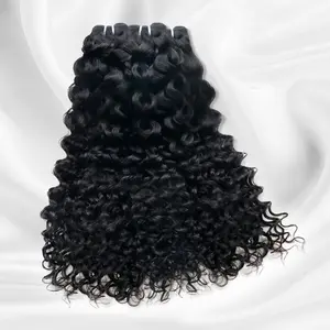 Lemoda 15A Raw Curly Bundles Human Hair 3 Bundles Water Wave Curly Human Hair,Triple Lifespan Indian Virgin Hair,Quick Weave Hair Extensions Natural Black