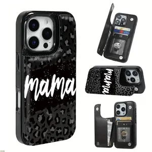 Phone Case: Leopard Mama,for iPhone 17 16 15 14 13 12 PRO MAX PLUS,AIR /for Samsung S22/S23/S24/S25 Features.The Functional Phone Cover with a Design Includes a Card Holder And Various Uses Like Bank And Transit Cards, Christmas Pattern,