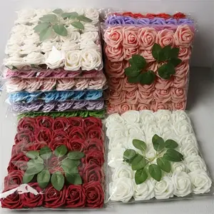 30pcs Artificial Roses Bulk with Leaves | Real Touch Foam Flowers for DIY Wedding Bouquets & Home Decor | Decorative Flowers