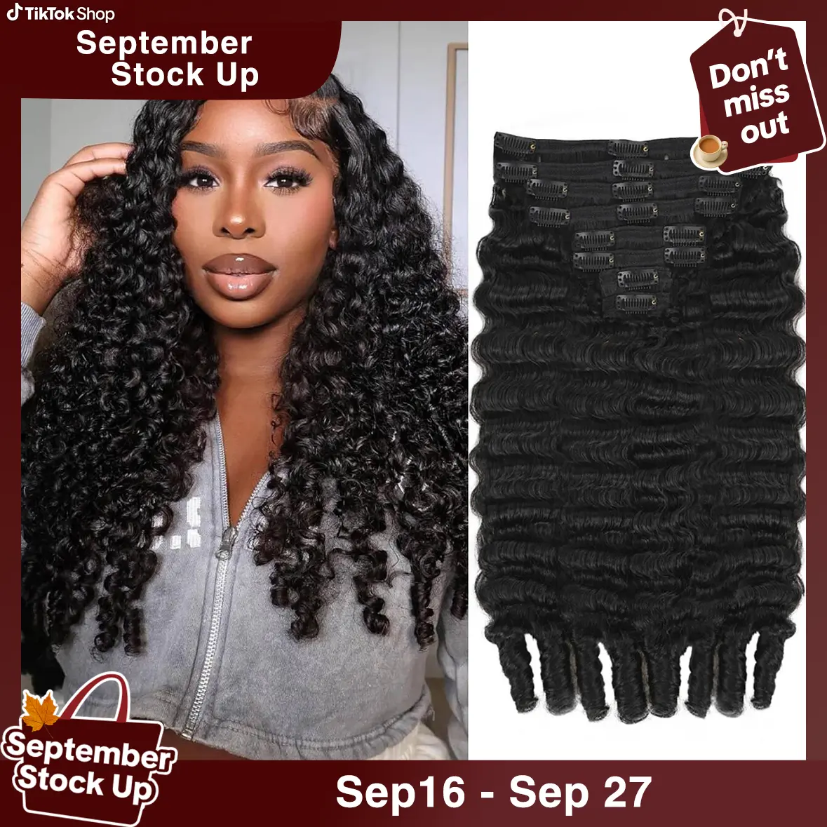 STERLY Burmese Curly 18 Clips In Hair Extensions Natural Color Brazilian 100% Real Human Hair 8 Pieces for Women PU Clip In Curly Wave Hair Extensions Human Hair Extension 8 Count with 18 Clips 120 g/Set 240 g/2 Set #tiktokshopstockup