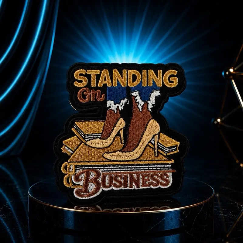 Standing On Business Iron-On Patch, Durable Embroidered Applique for Clothing, Bags, Hats