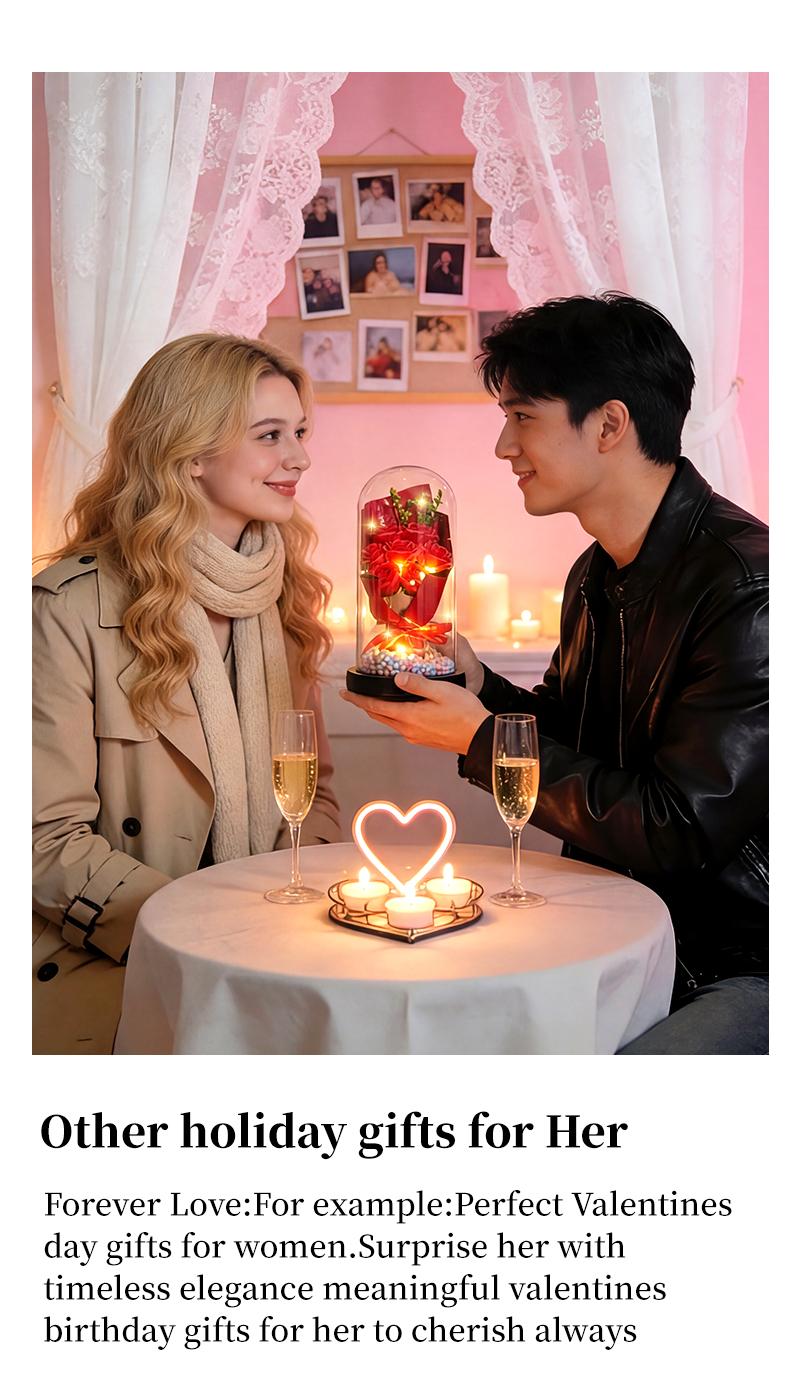 Birthday Rose gifts for Her,Women's history month Flowers gifts for Mom Women Girlfriend,Mother's day gifts for Women,Valentines gifts for wife,Colorful Light Up Rose in A Glass Dome,Anniversary Christmas roses gift for wife daughter