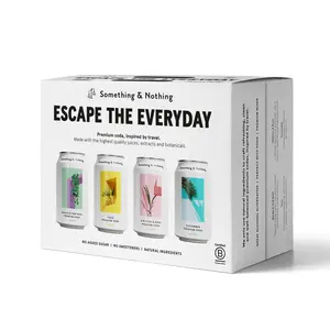 Something & Nothing Escape The Everyday Premium Sodas 12-Pack Yuzu Hibiscus Rose Cucumber Mango Thai Basil 12 fl oz Cans Low Calorie Vegan No Added Sugar