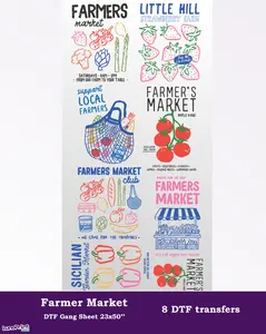 Farmer Market DTF Gang Sheet, 23x50 in. Heat transfers