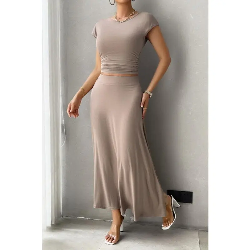 Alicia 2 PC Skirt Set - Khaki