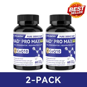 【Limited BOGO | 2 Bottles Value Pack】HIILEATHY NAD+ PRO MAX Premium NAD+ Supplement for Brain Health & Cellular Renewal | Resveratrol + CoQ10 Anti-Aging & Energy Support | Made in USA