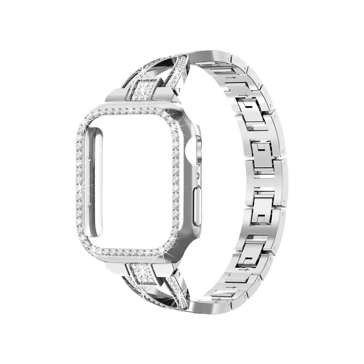 Watch Band & Watch Case, 1 Set Cross Pattern Watch Case & Watchband, Solid Color Watch Band & Watch Case For iWatch 1~9 Generation Smart Watch