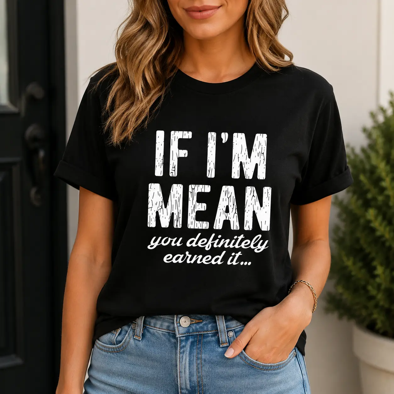 If Im Mean You Definitely Earned It Women's Graphic Tee Casual Streetwear Style Cotton Crew Neck Short Sleeve Fashion T-Shirt For summer Everyday Wear rachel new outfit
