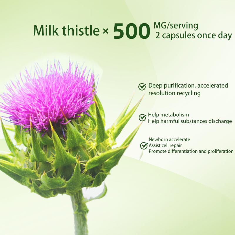 JulyDeer Silymarin Milk Thistle Extract 630 mg with Artichoke and Dandelion, Double Strength, Supports Liver Function, 120 Veg Capsules Supplement Edible