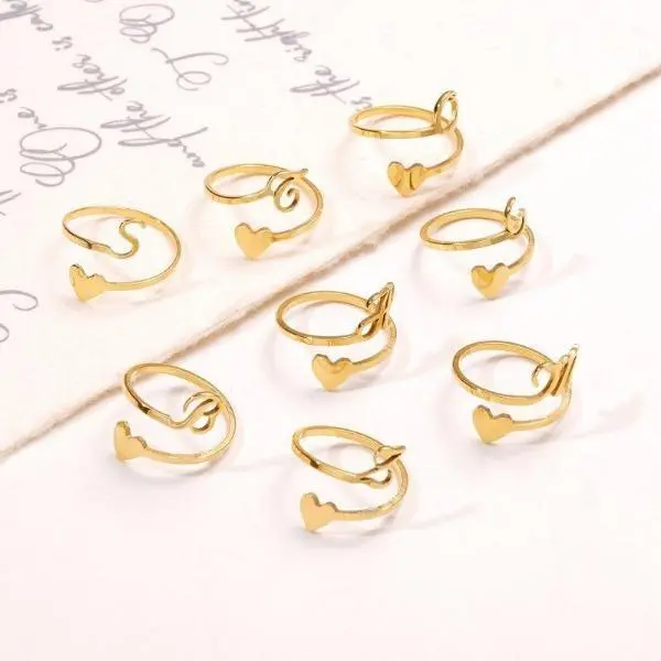 GGIRL Fashionable Adjustable Stainless Steel 26 Letters Alphabet A-Z Initial Heart Ring For Women&Girl ,Elegant Cute Romantic Gift For Her On Birthday/Valentain's Day GGIRL Fashionable Adjustable Stainless Steel 26 Letters Alphabet A-Z Initial Heart Ring For Women&Girl ,Elegant Cute Romantic Gift For Her On Birthday/Valentain's Day