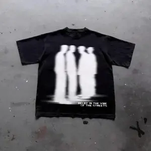 Street Atmosphere Virtual Shadow Characters Graphic Cotton T-Shirt Featuring Grunge Y2K Emo Scene Tapout Goth and Amity Affliction Style Unisex Tee