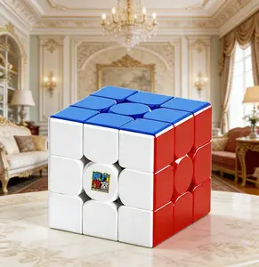 Moyu RS3M 3x3 Magnetic Speed Cube, Stickerless Smooth Magic Cube with Stand, Professional Brain Teaser Puzzle Toy for Kids Adults