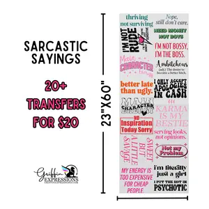 Sarcastic Sayings | Dollar Deals DTF Transfer Gang Sheet For Graphic Tees