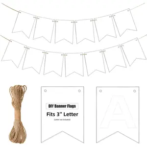 120 Pcs White Swallowtail Blank Paper Banner Flags Cutouts, DIY Cut-Outs Die Cuts with String for School Classroom Birthday Wedding Celebration Party Supplies, 3.74 x 5 In