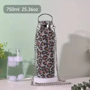 Stylish diamond-embedded portable cup, new high-quality double-layer stainless steel thermos with extra-large capacity, perfectly suitable for office,, camping and travel, and an unbeatable for any festival! cosplay festival Drinkware Flasks