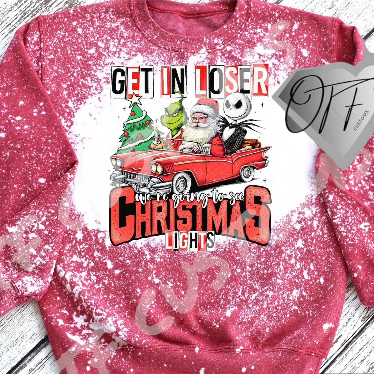 Going to see Christmas lights unisex bleached red sweatshirt