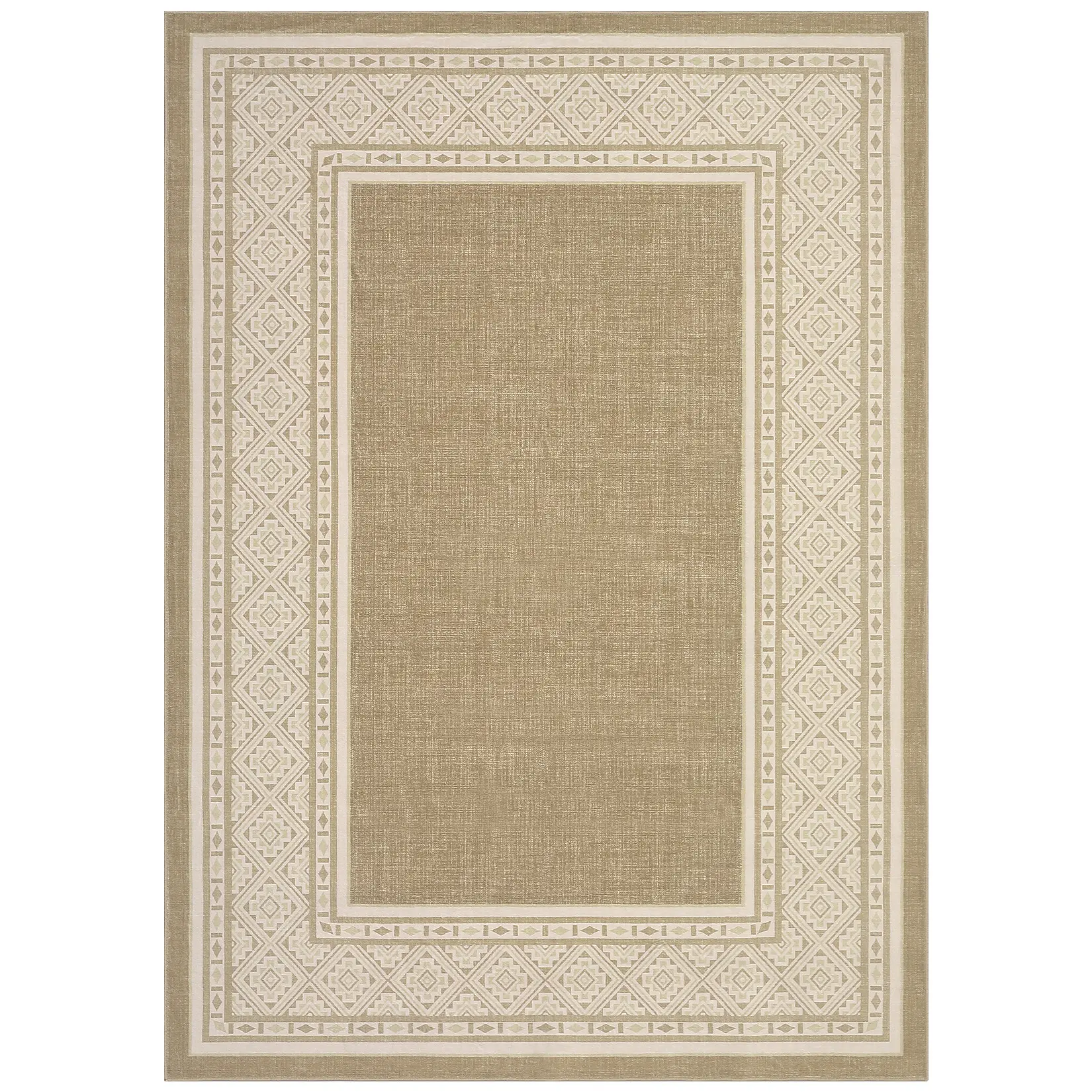Soft Washable Non Slip Geometric Runner Rugs, Modern Neutral Bordered Area Rugs, Large Throw Carpet for Living Room, Bedroom