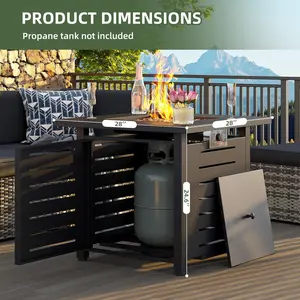 [on sale] 40/41/44 in Propane Fire Pit Table by Aoxun, 50,000 BTU Outdoor Gas Fire Table with Waterproof Cover Rectangular Steel Fire Table with Lid and Lava Rock for Outdoor, Patio, Backyard, Metal Black