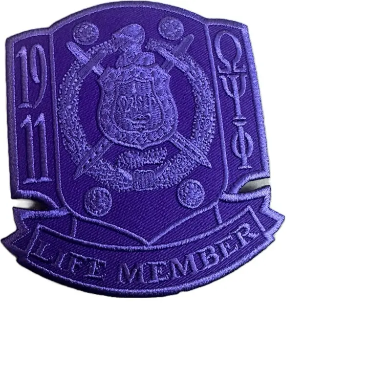 Purple Omega Psi Phi Life member iron on patch. Purple Omega Psi Phi Life member iron on patch.