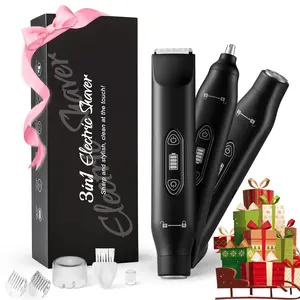 Men's Electric Shaver, Ipx7 Waterproof Dual-Head Trimmer for Pubic, Facial, Underarm & Nose Hair Removal, Perfect Gift for Him