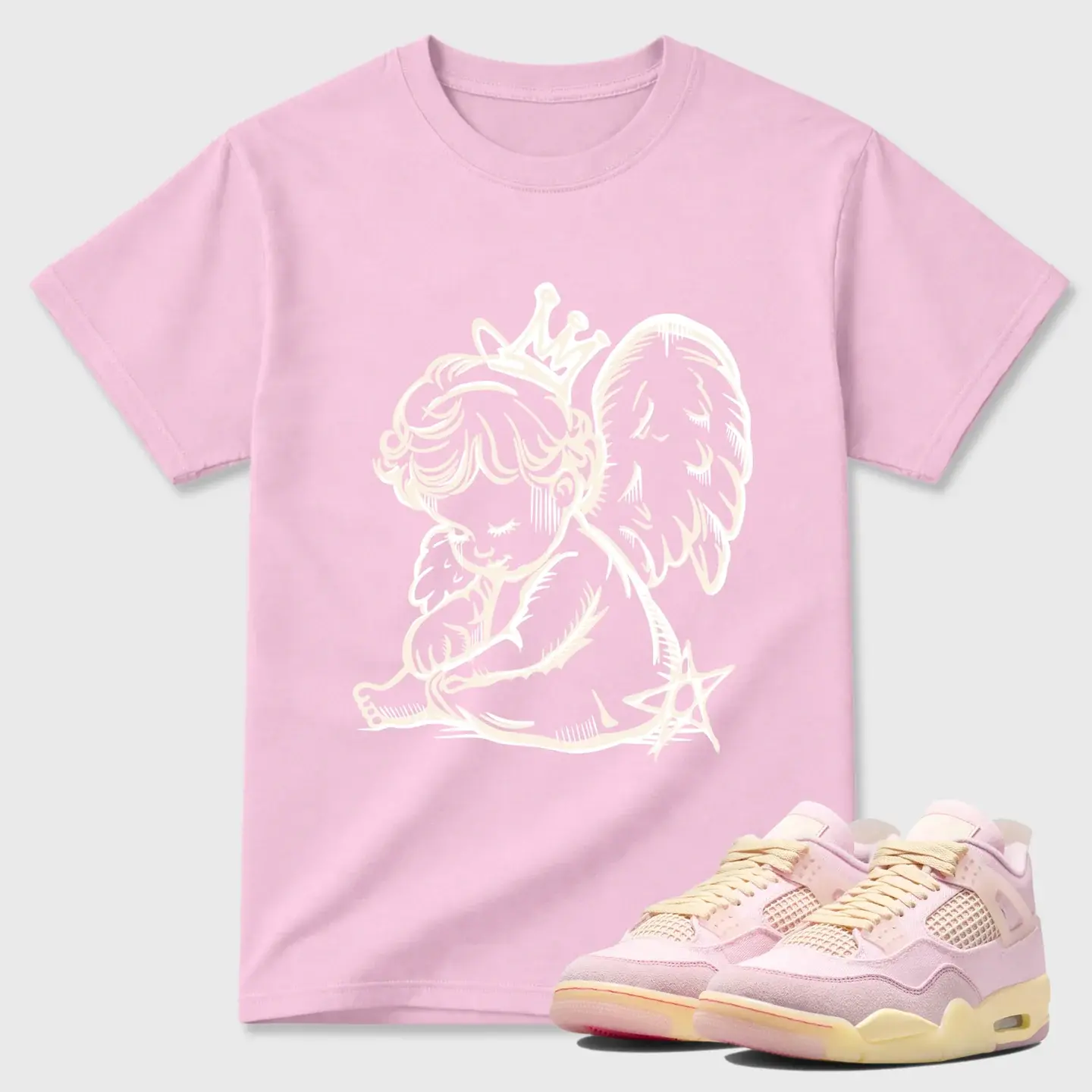 Neon Angel AJ4 Sneaker Match Tee, Iced Carmine Graphic Shirt, Sneakerhead Streetwear T-Shirt, Gildan 5000 Heavy Cotton