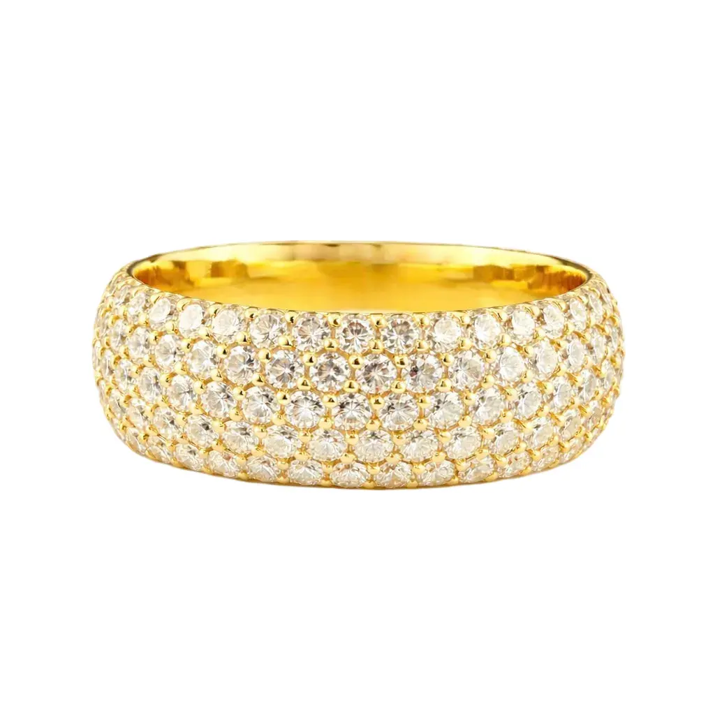 5.55ct 14K Yellow Gold 5 Row Round Eternity Band Diamond Ring