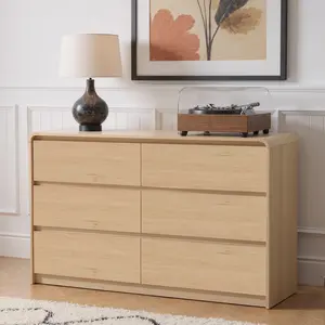 ABCASA 6 Drawer Dresser for Bedroom with Curved Edge, Modern Wood Storage Cabinet, Closet Organizer & TV Stand for Living Room, Hallway, Entryway, Nursery