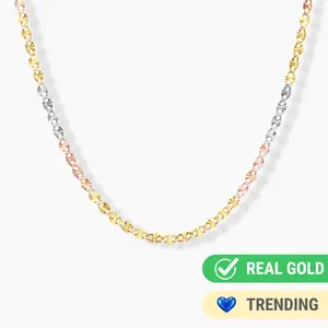 14K TRI COLOR GOLD STARBURST MARINER CHAIN