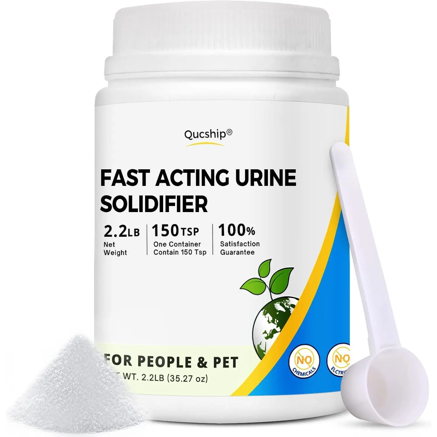 2.2LB Sodium Polyacrylate Urine Solidifier with Spoon, Toilet Gel Powder for Portable Bedpans, Eco Camping Toilet Chemicals, Pet Loo Urinal Deodorizer, 2.2 Pound