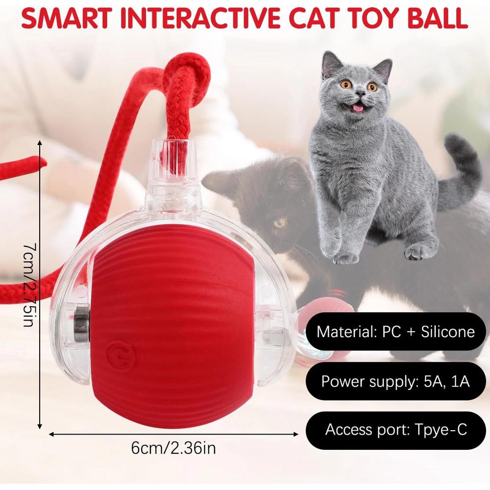 Smart Automatic Rolling Ball for Cats & Dogs – USB Rechargeable Interactive Toy with LED Light, Obstacle Avoidance, Pet-Safe Design, 4+ Hours Playtime, Fast Ship from USA