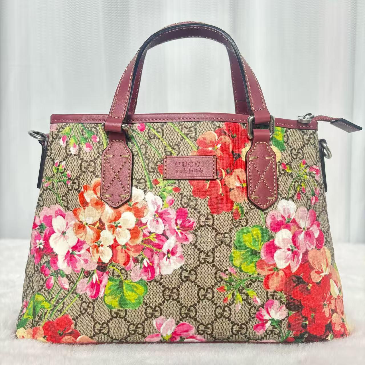 Pre-owned GUCCI Floral Print Canvas Tote Bag|20564935