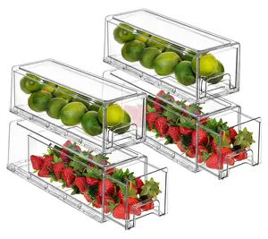 Sorbus 4-Pack Small Clear Plastic Pull Out Drawer Organizers