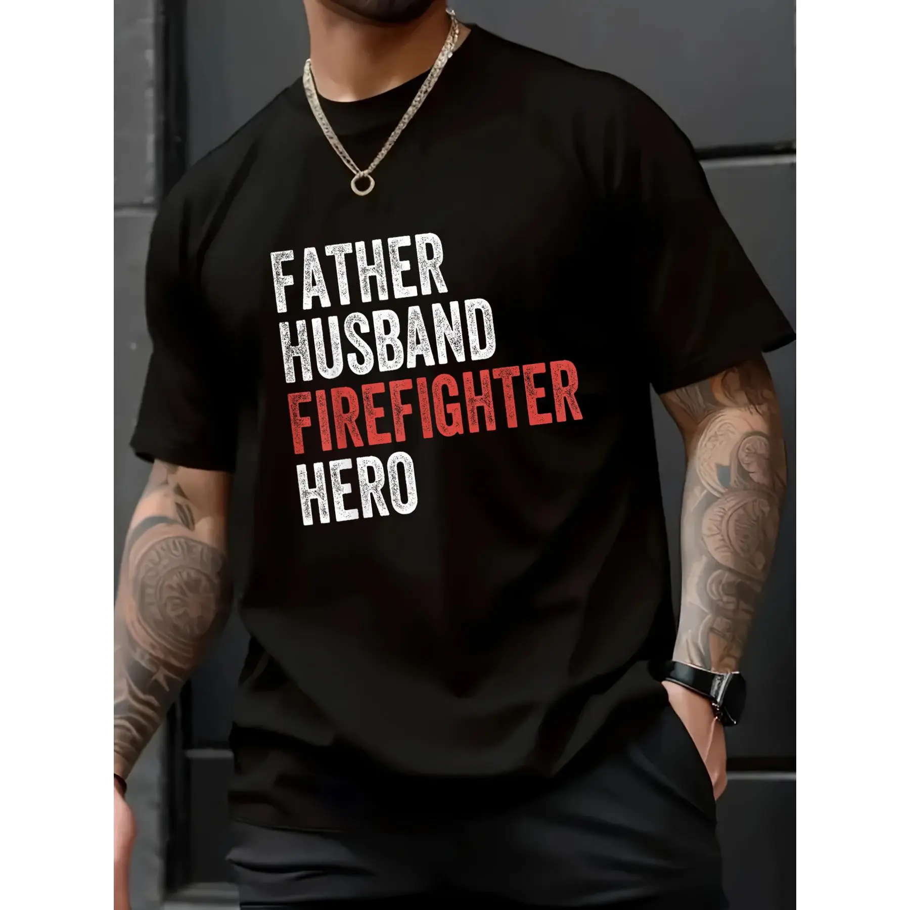 100% Cotton Unisex Father Husband Firefighter Hero T-Shirt Dad Fireman Gift Tee T-Shirt - Funny Dad Joke T-Shirt