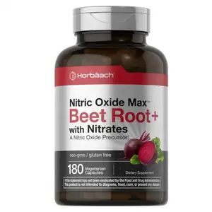 Horbäach Nitric Oxide Beet Root Capsules| 180 Count| with Nitrates and Precursor| for Men and Women| Vegetarian, Non-GMO, Gluten Free Supplement