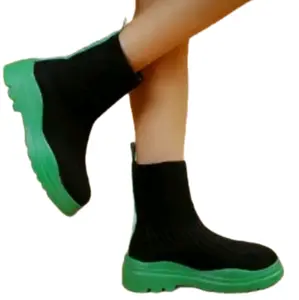 Ankle Boots Comfortably Fit Women's Footwear with Green, also rose red available.   Accents and Comfortable Fit Design - Girl