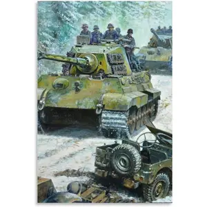 Vintage Poster World War II Tank Canvas Painting Wall Art Poster for Bedroom Decor Gifts Decoration Photo Colorful Ornaments Artistic Print