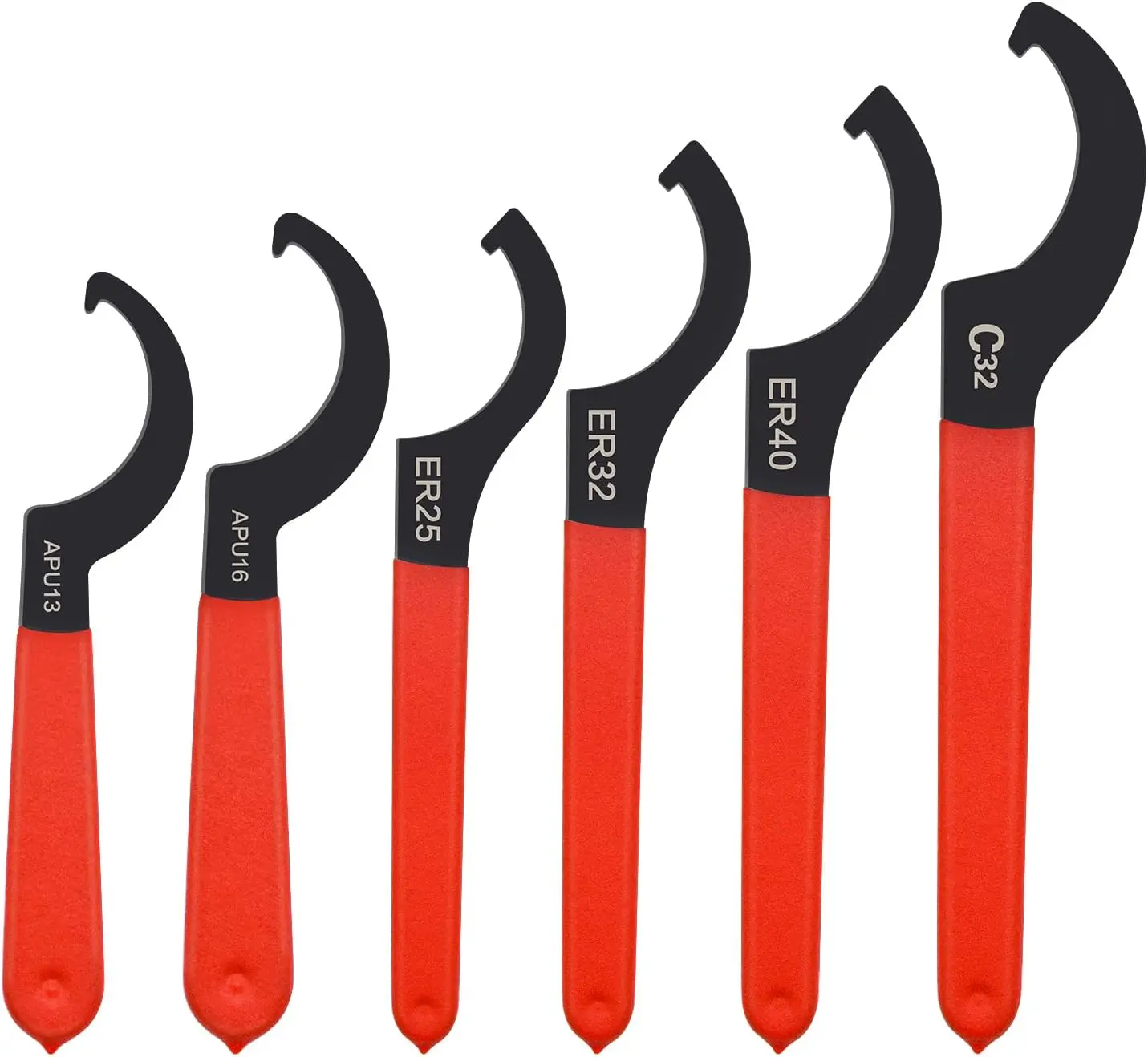 6 count Coilover Spanner Wrench Set, C-Shape Shock Spanner Hook Wrench Tools, for Suspension System and Shock Adjustment