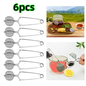 6 pieces of stainless steel mesh tea balls Tea Diffusers Steeper for Loose Leaf Tea, Spices (6.34 inch) Beauty & Personal Care Filter Sturdy