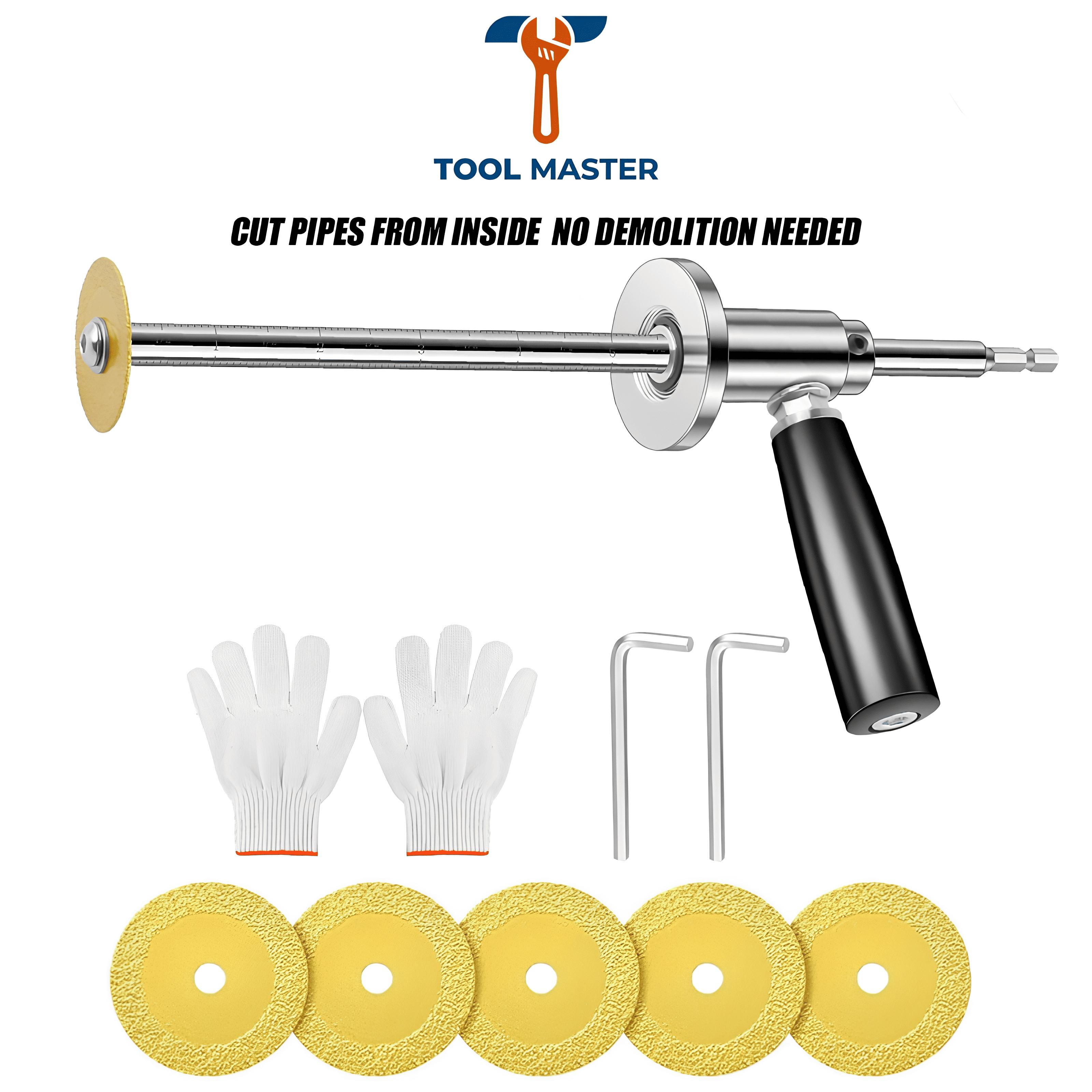 PVC Pipe Inside Cutter Diamond Grit Wheel for 1‑1/2 to 8 Inch Plumbing Pipe Cutting Tool Adjustable Cutting Depth 7 Inch 1 4 Hex Shank Compatible with Impact Drivers and Drills DIY Home Repair Pipe Tool removal