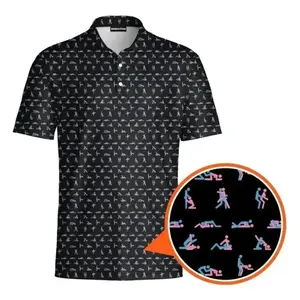Stick Figure Humor Polo for Men – Funny Graphic Shirt, Breathable Lightweight Casual Outfit