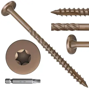 Screws #14 x 5 Inch, 54 count Structural Deck Screws with Upgraded Thread, Heavy Duty Construction Lag Screws, Rust Resistant Outdoor Exterior  Long Screw, Torx Drive, T30  Bit Included