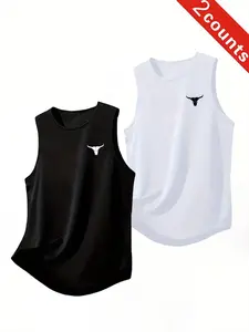 Men's Summer Sports Tank Top, Breathable Moisture-Wicking, Loose Fit, Quick-Dry, Ideal for Running, Workout, Casual Wear, Sleeveless Gym Top, 2-Pack