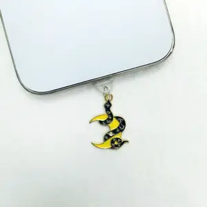 Mobile Phone Dust Plugs - Creative Halloween Moon Snake Wrapped Mobile Phone Dust Plug Pendant - Compatible with Lightning, Type-C and Android Dust Plugs - Compact and Practical - Suitable as a Small Gift
