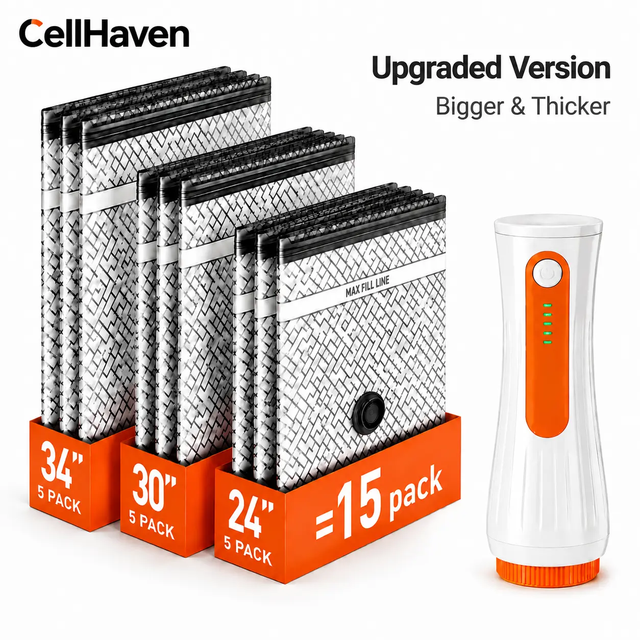 [2026 Upgraded]Cordless Travel Vacuum Bag SetVacuum Bags for Travel withRechargeable air Pump, 15 Pack Carry-on Size Compression Packing Bags forLuggage and Suitcase household storage wireless electric Cordless Set home closet waterproof school girl thick